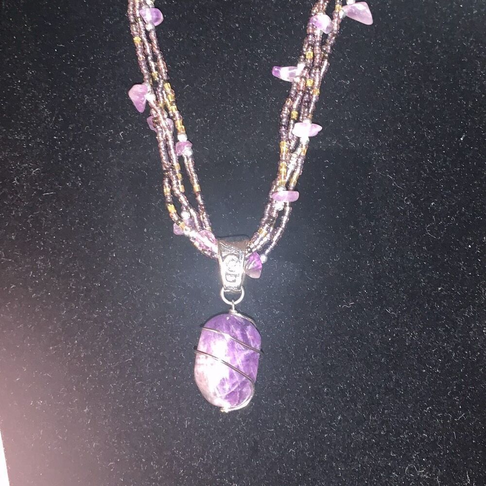 Amethyst Multi Strand‎ Beaded Necklace
